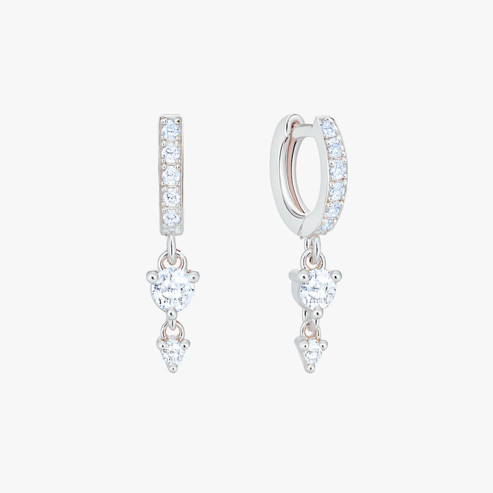 Selene Silver Huggie Drop Earrings