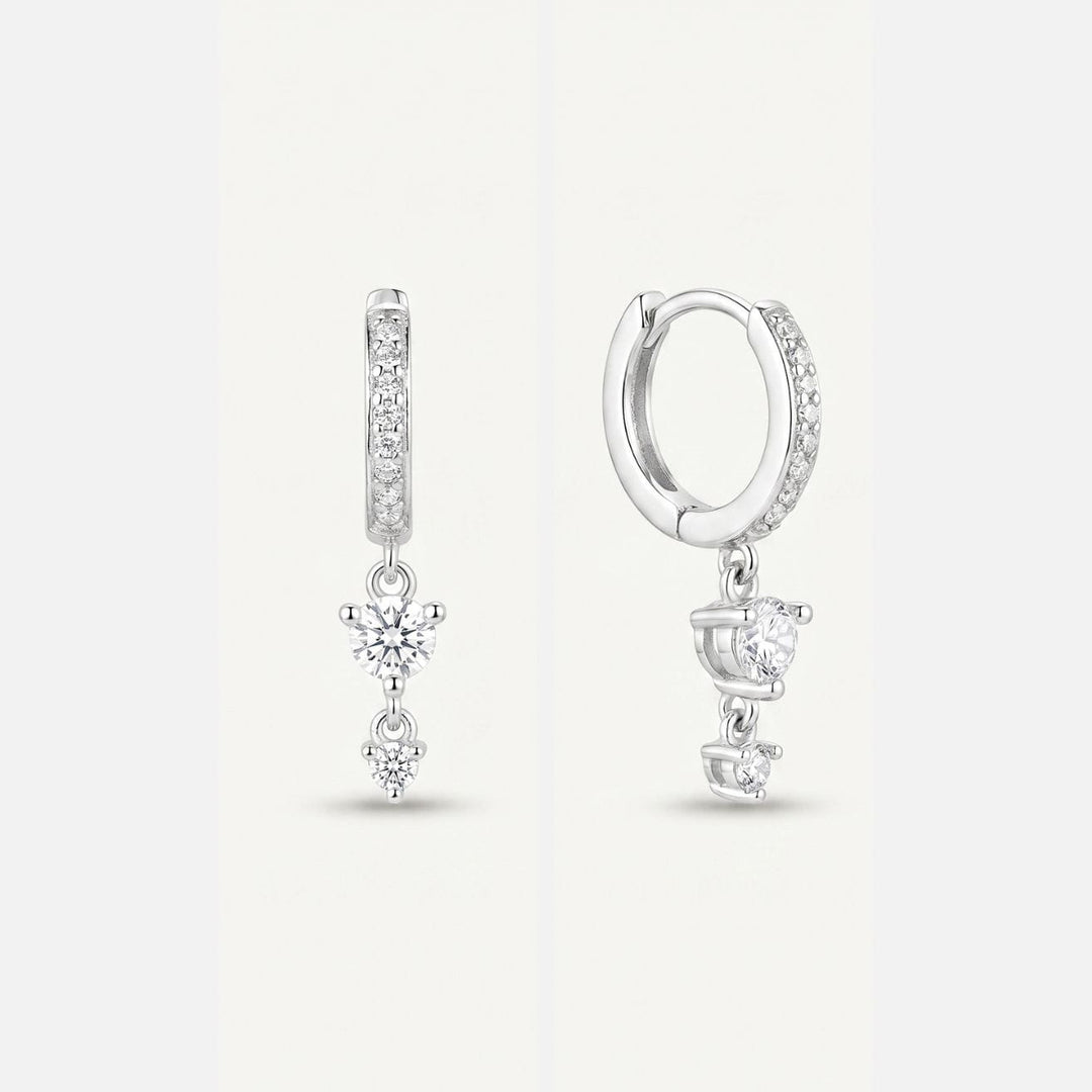 Selene Silver Huggie Drop Earrings