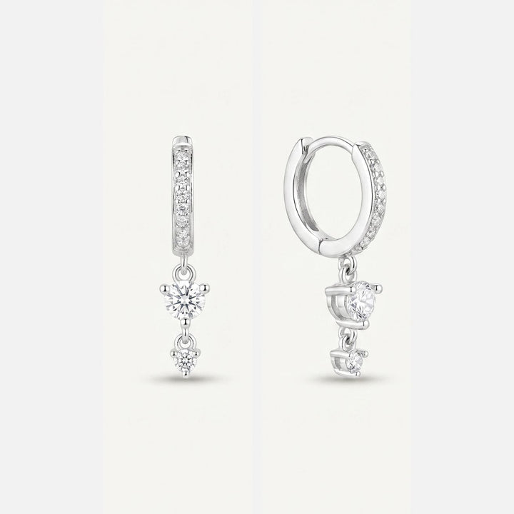 Selene Silver Huggie Drop Earrings