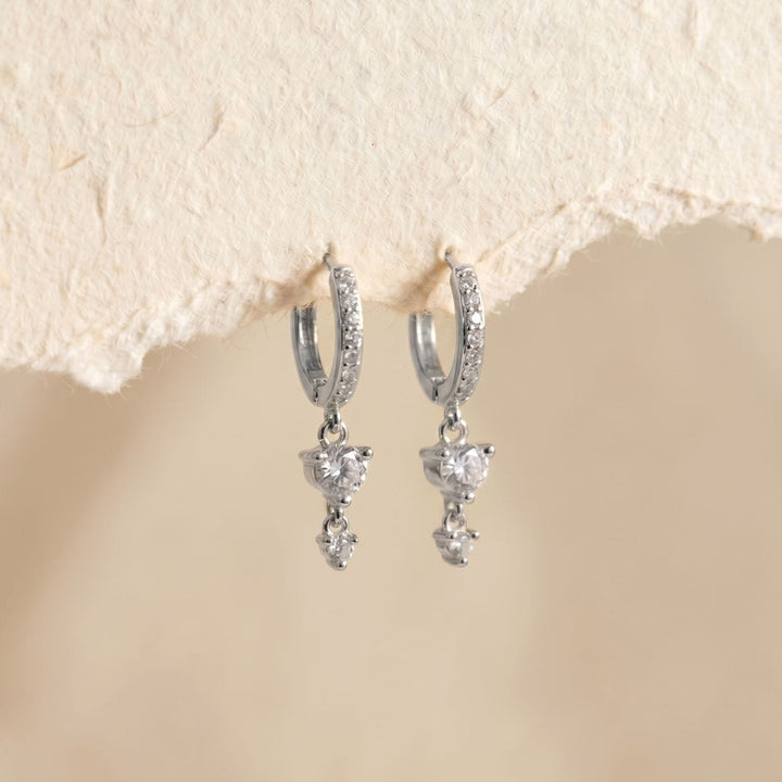 Selene Silver Huggie Drop Earrings