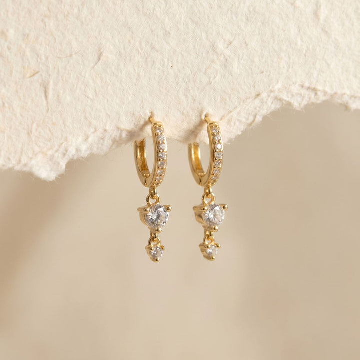 Selene Gold Huggie Drop Earrings