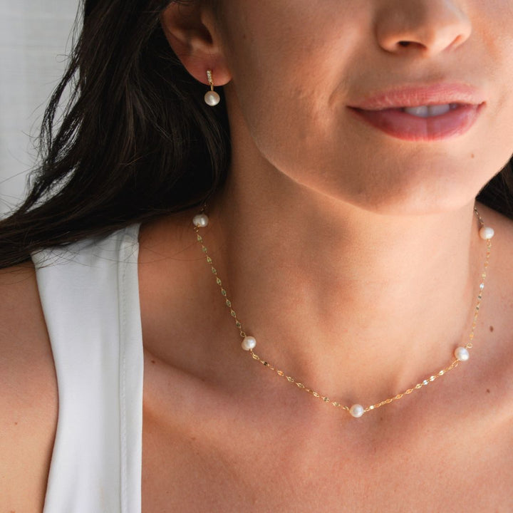 Sena Gold Dainty Pearl Drop Earrings-Sterling Silver Earrings-LYANG & CO.