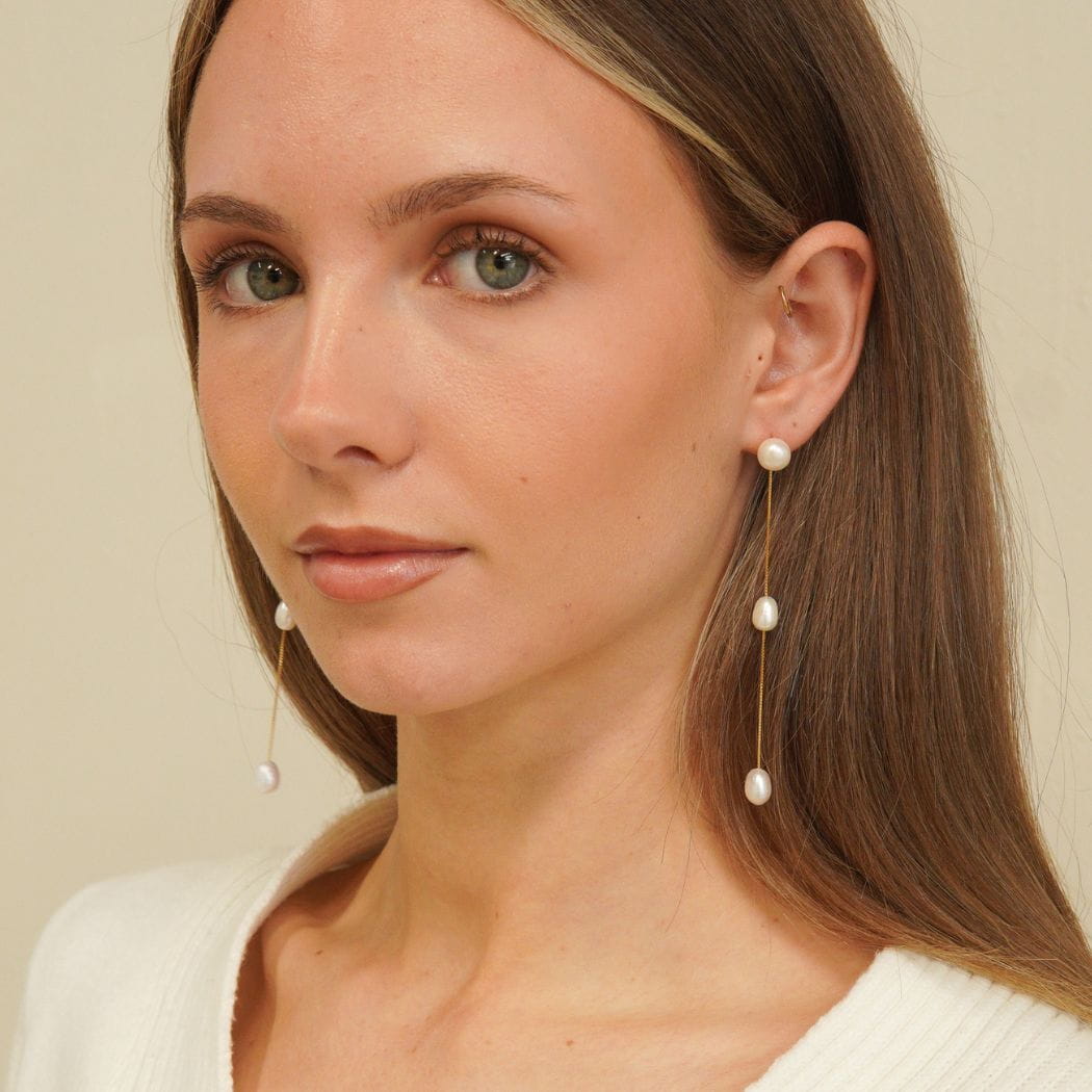 Seraphina 2-in-1 Pearl Drop Earrings Gold