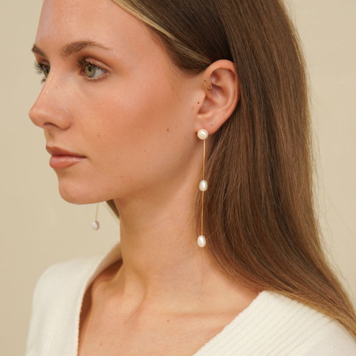 Seraphina 2-in-1 Pearl Drop Earrings Gold