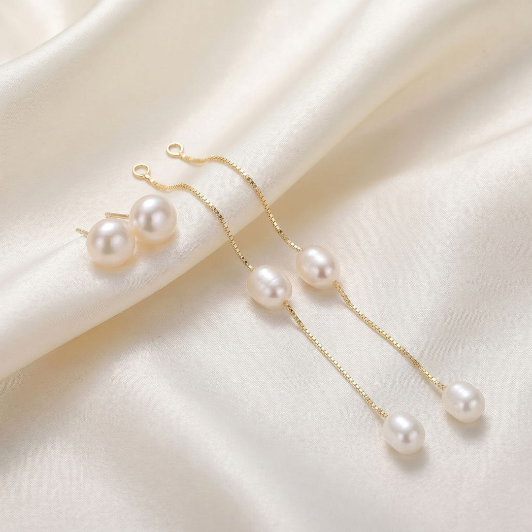 Seraphina 2-in-1 Pearl Drop Earrings Gold