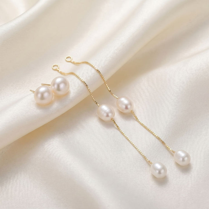 Seraphina 2-in-1 Pearl Drop Earrings Gold