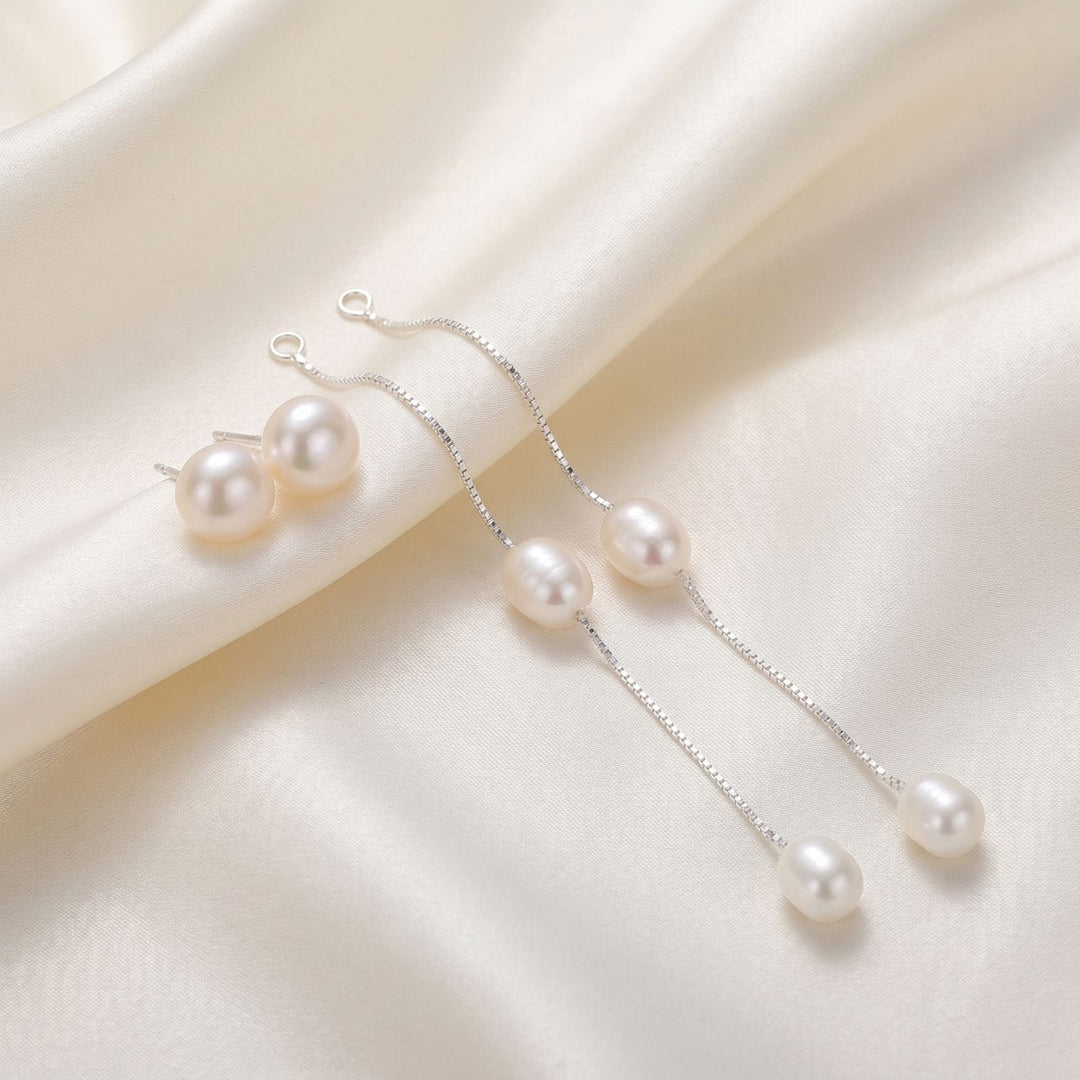 Seraphina 2-in-1 Pearl Drop Earrings Silver