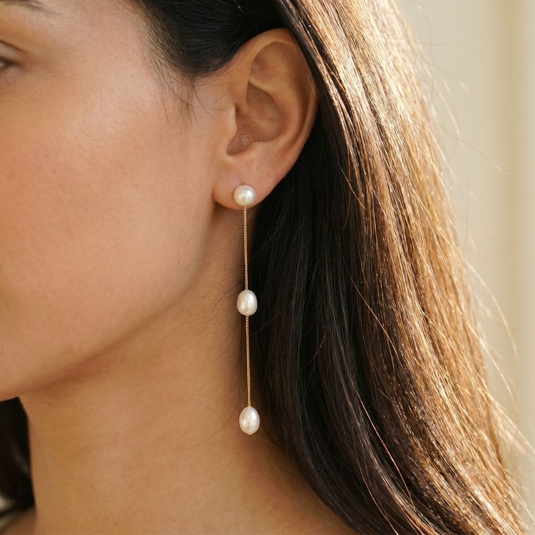 Seraphina 2-in-1 Pearl Drop Earrings Gold