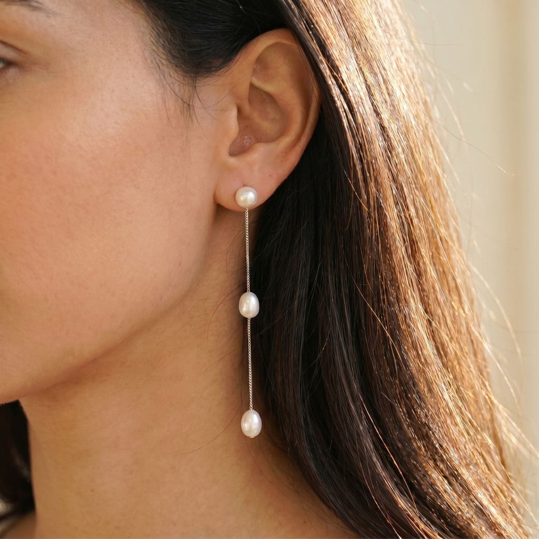 Seraphina 2-in-1 Pearl Drop Earrings Silver