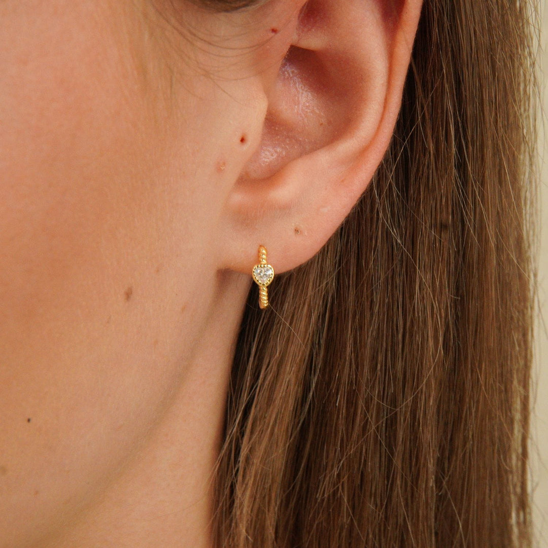 Seren Heart Twist Huggie Earrings