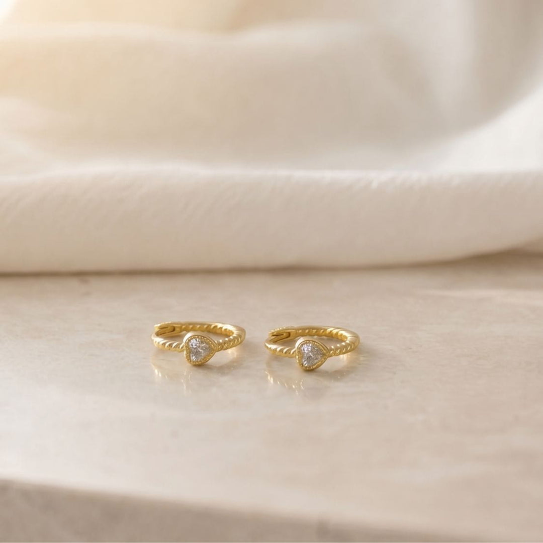 Seren Heart Twist Huggie Earrings