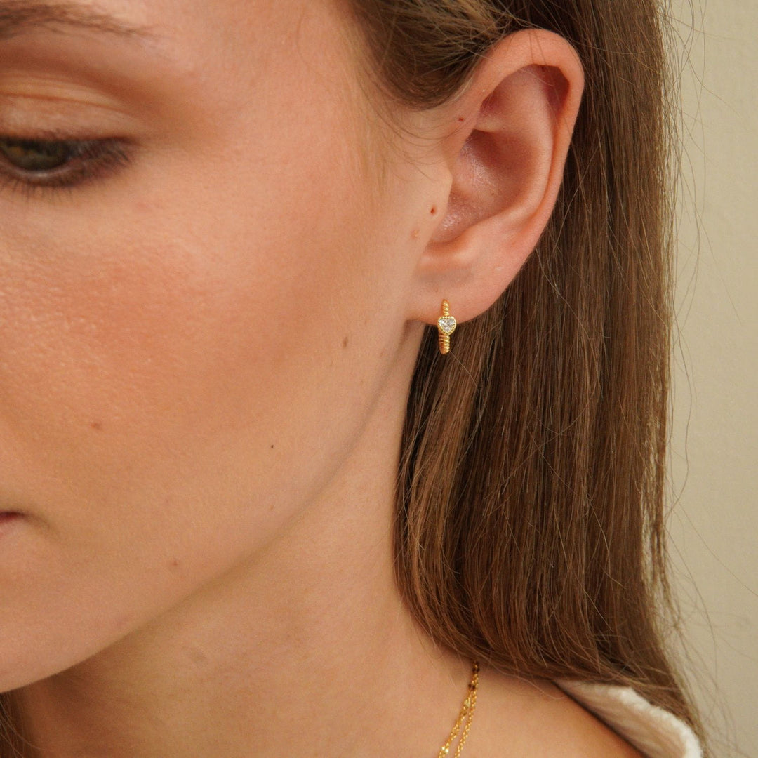 Seren Heart Twist Huggie Earrings