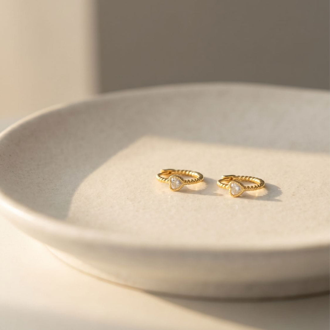 Seren Heart Twist Huggie Earrings