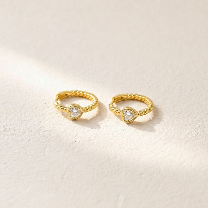 Seren Heart Twist Huggie Earrings