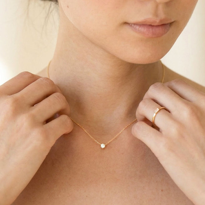 Serenity Gold Solitaire Necklace