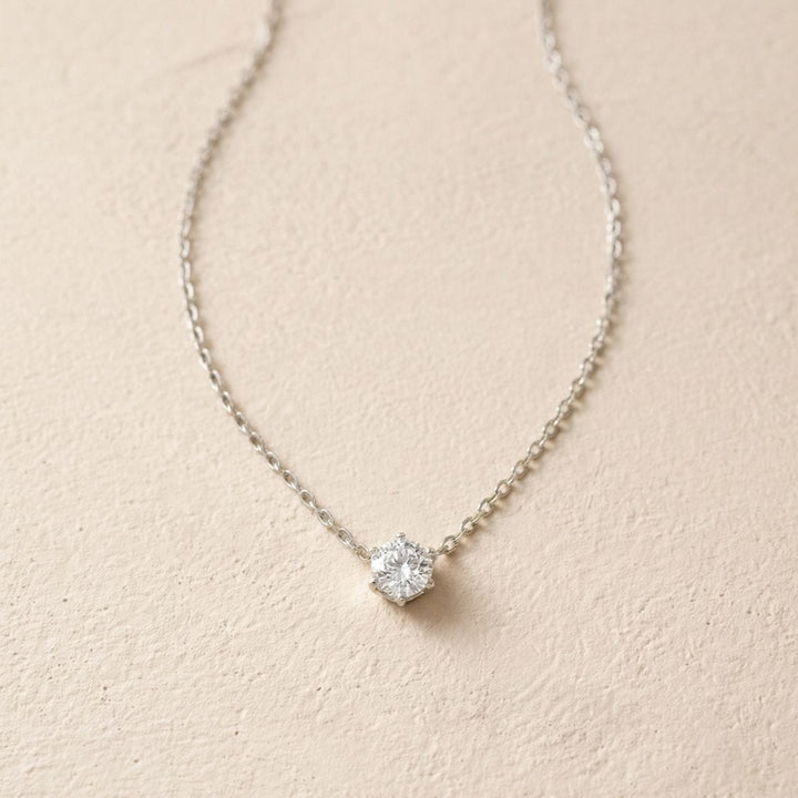 Serenity Silver Solitaire Necklace