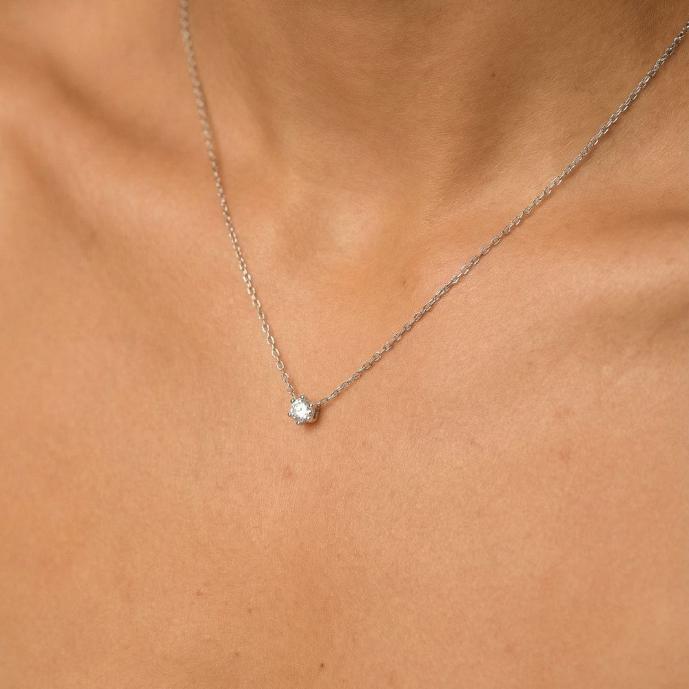 Serenity Silver Solitaire Necklace