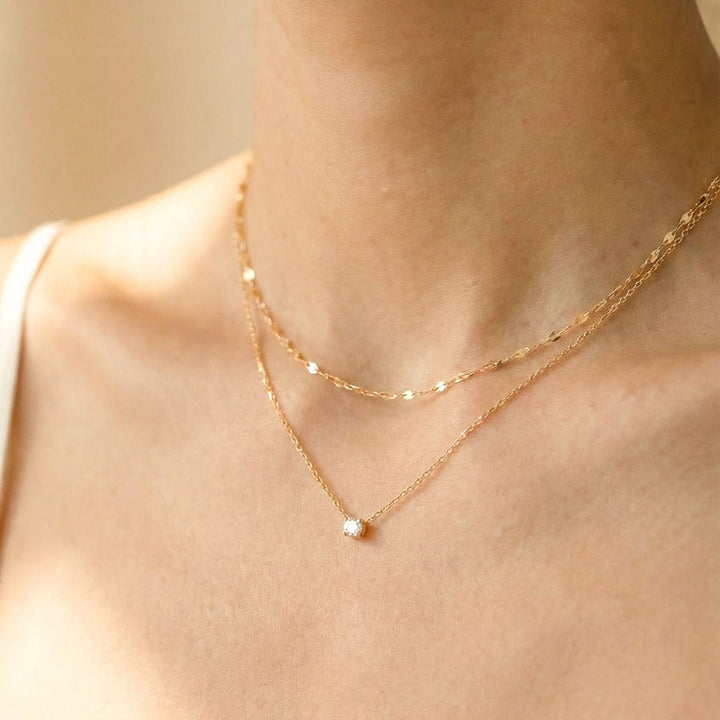 gold necklace stakcing