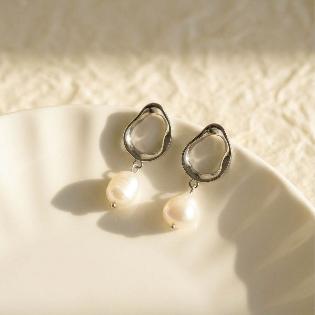 Sia Silver Pearl Drop Earrings