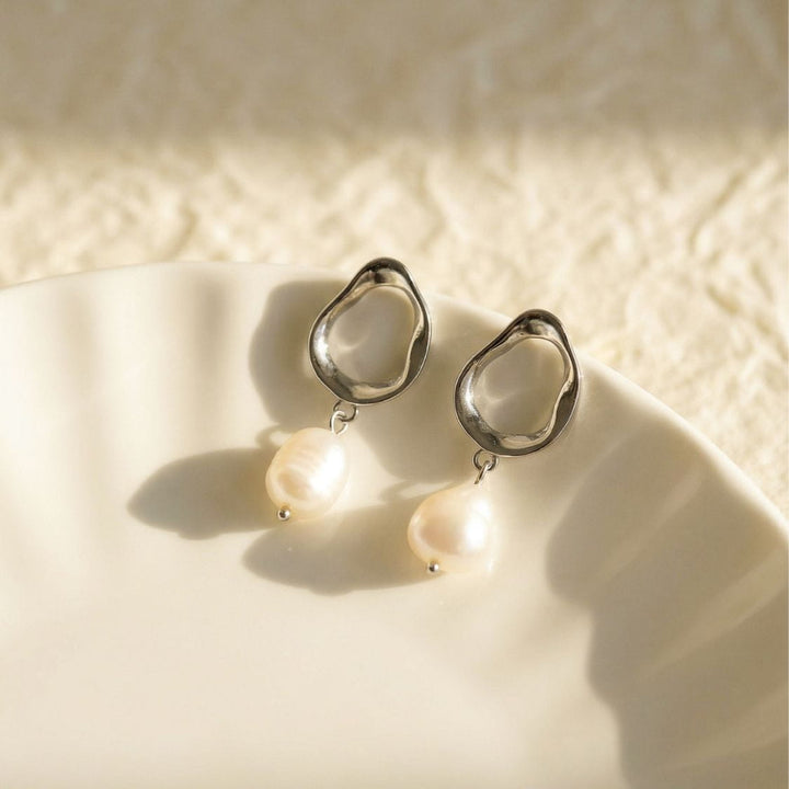 Sia Silver Pearl Drop Earrings