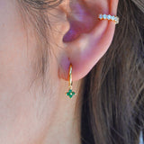 Sidney Emerald Flora Drop Huggie Earrings Gold