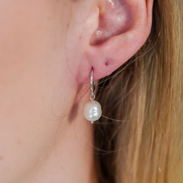 Mia Silver Baroque Pearl Drop Earrings