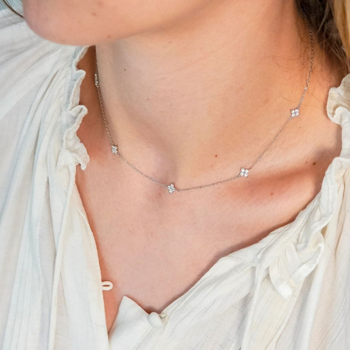 Rosie Silver Flower Chain Necklace