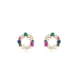 Skye Rainbow Circle Stud Earrings