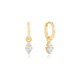 Skylar Cubic Zirconia Drop Hoop Earrings Gold