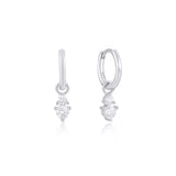 Skylar CZ Drop 2-in-1 Hoop Earrings Sterling Silver