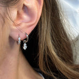 Skylar Cubic Zirconia Drop Hoop Earrings Sterling Silver