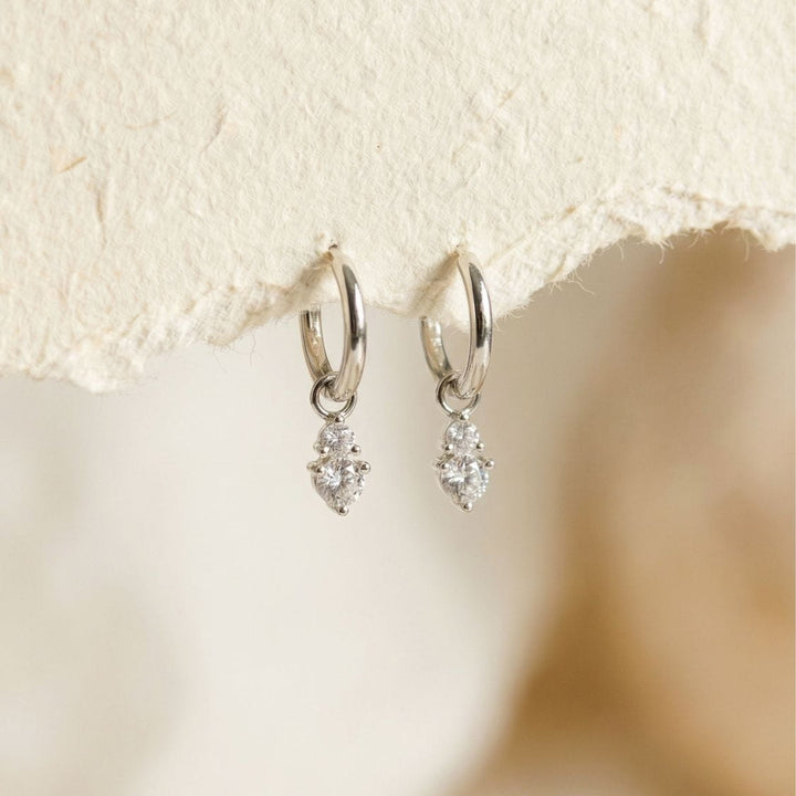 Skylar Silver CZ Drop Hoop Earrings