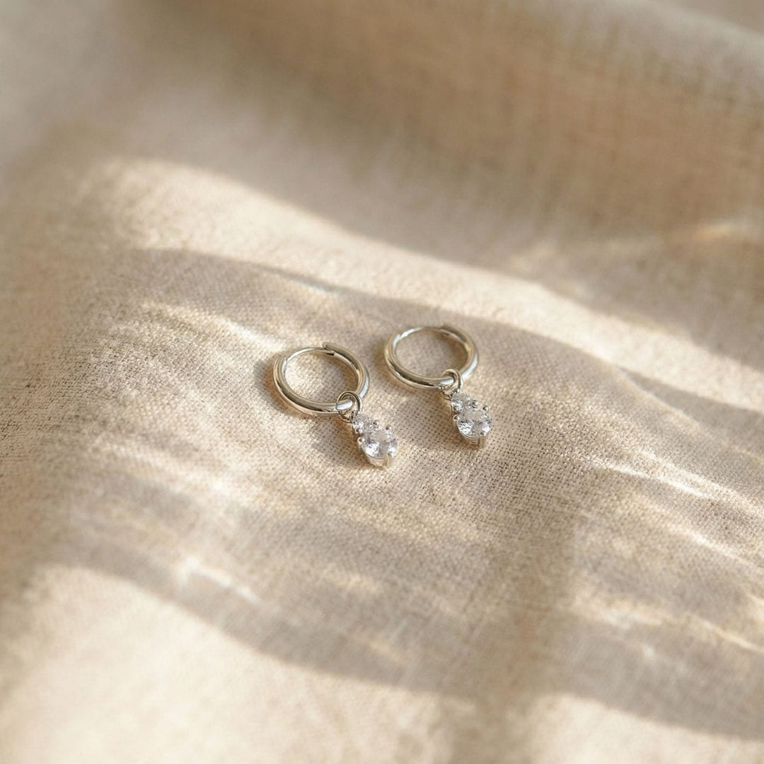 Skylar Silver Drop Hoop Earrings