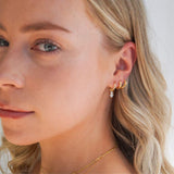 Skylar CZ Drop 2-in-1 Hoop Earrings Gold