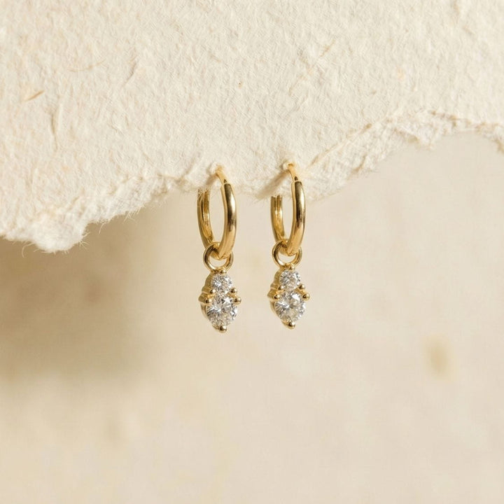 Skylar Gold CZ Drop Hoop Earrings