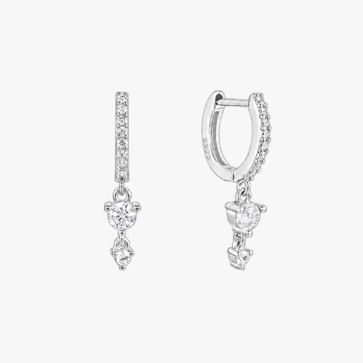 [Slim Design] Selene Silver Huggie Drop Earrings