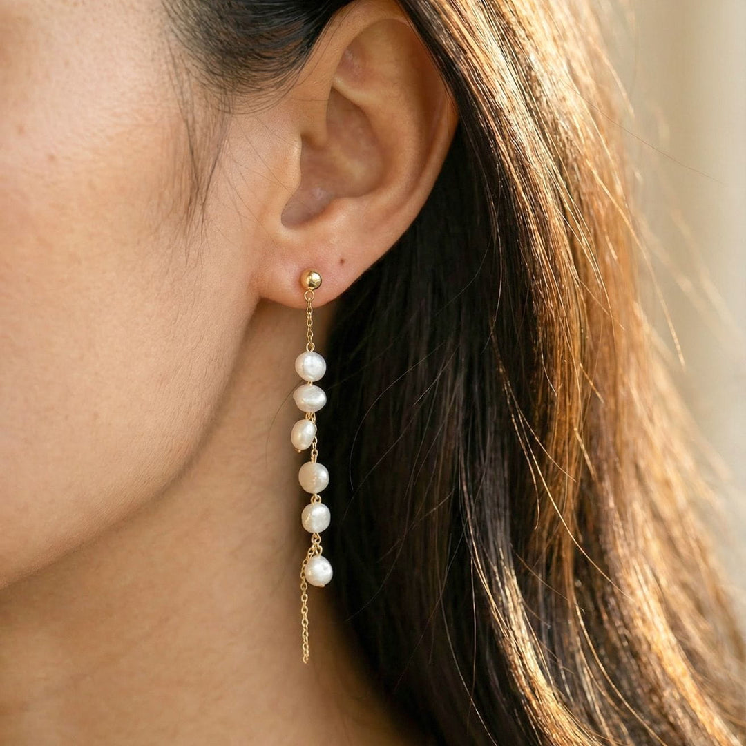 Solange Gold Pearl Drop Earrings