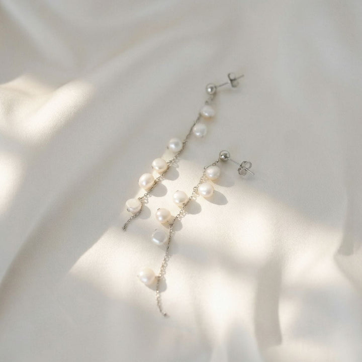 Solange Silver Pearl Drop Earrings