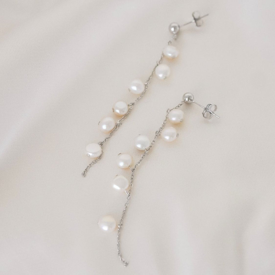 Solange Silver Pearl Drop Earrings
