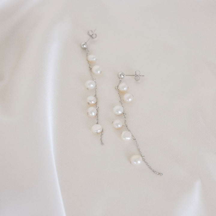 Solange Silver Pearl Drop Earrings