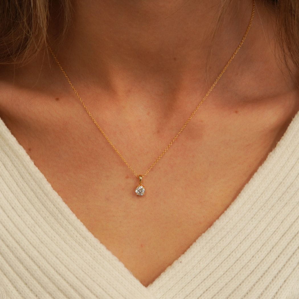Camille Solitaire Pendant Necklace Gold