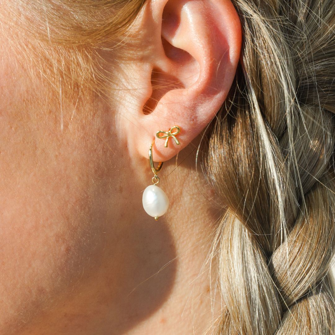 Sonya Pettie Bow Gold Sud Earrings-Sterling Silver Earrings-LYANG & CO.