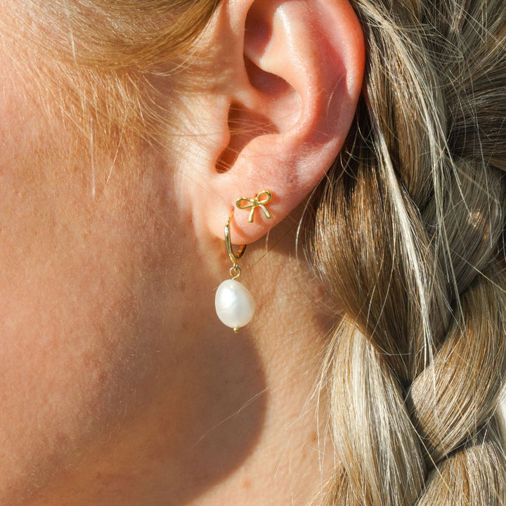 Sonya Pettie Bow Gold Sud Earrings-Sterling Silver Earrings-LYANG & CO.