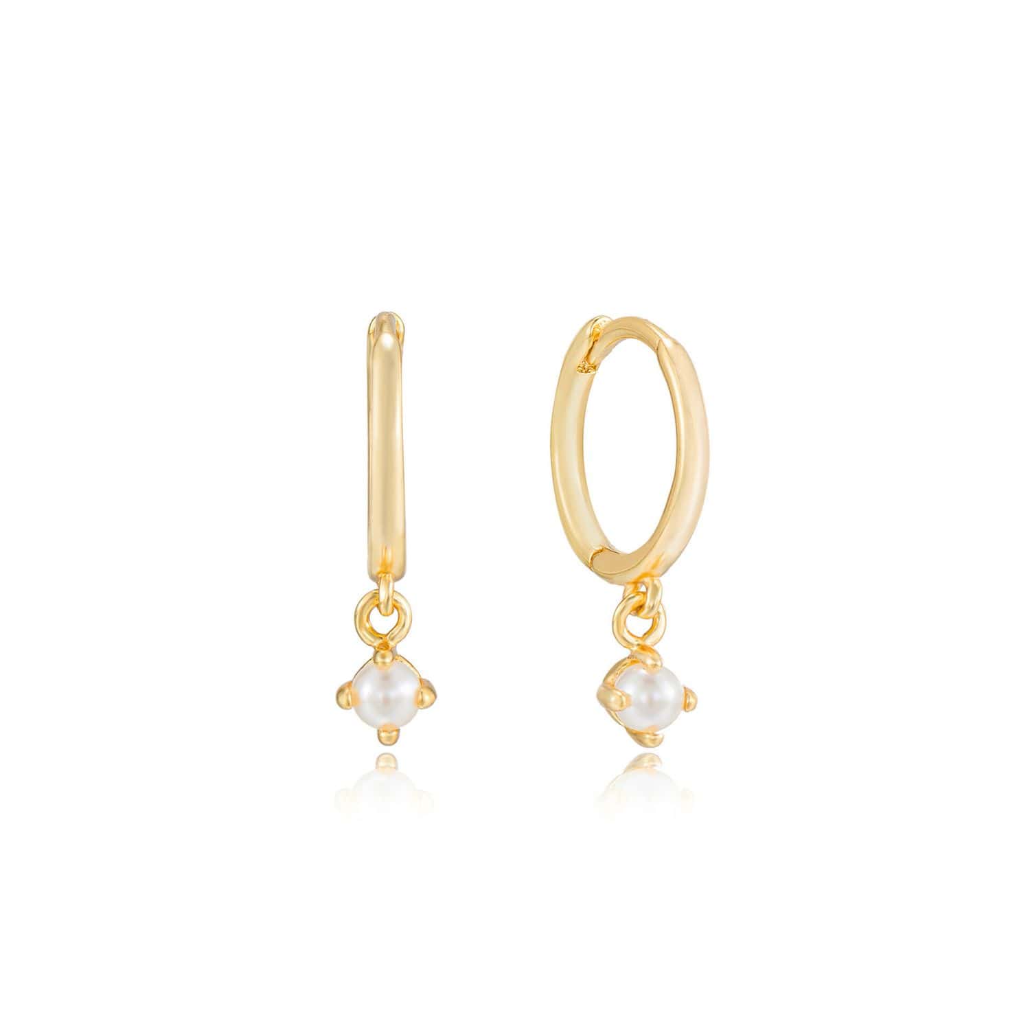 Sophie Dainty Pearl Huggie Earrings Gold – LYANG & CO.