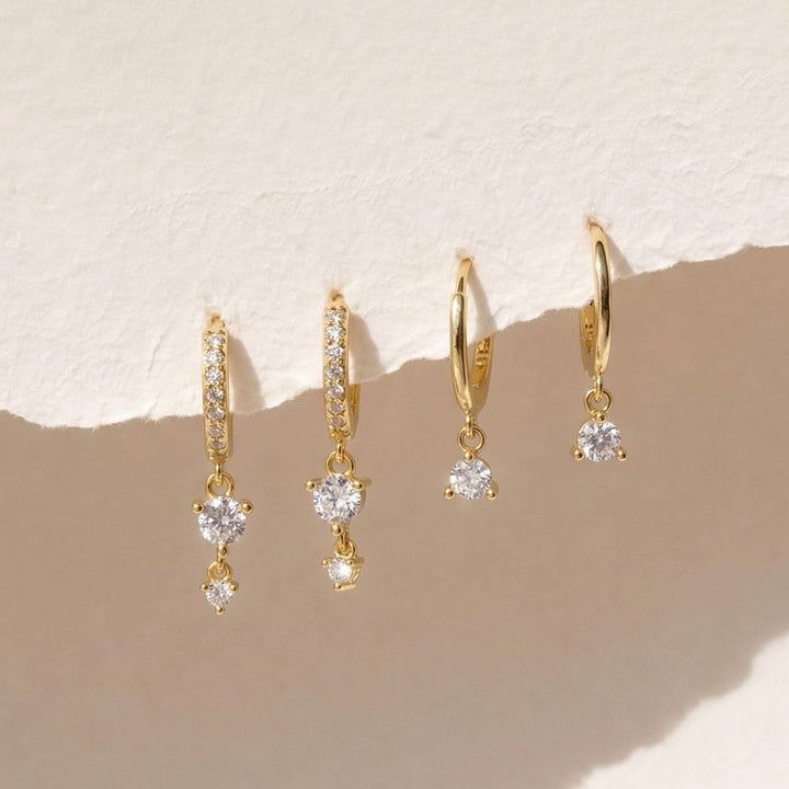 Sparkly CZ Earring Set Gold