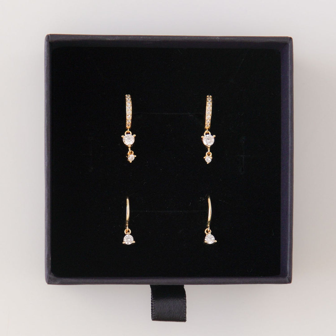 Sparkly CZ Earring Set Gold
