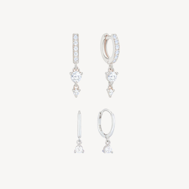 Sparkly CZ Earring Set Silver
