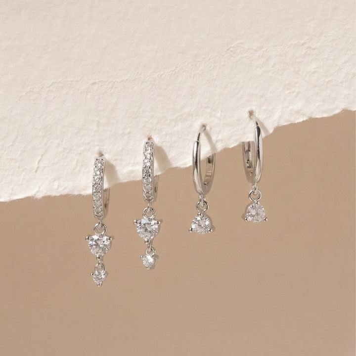 Sparkly CZ Earring Set Silver