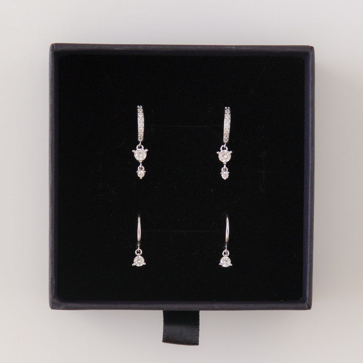 Sparkly CZ Earring Set Silver