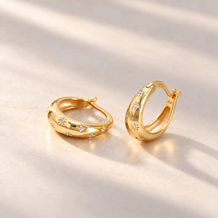 Stella Starburst Gold Huggie Earrings